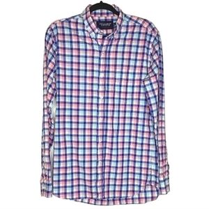 Collared Greens Mens Plaid Button Down Shirt Size M Organic Cotton USA
